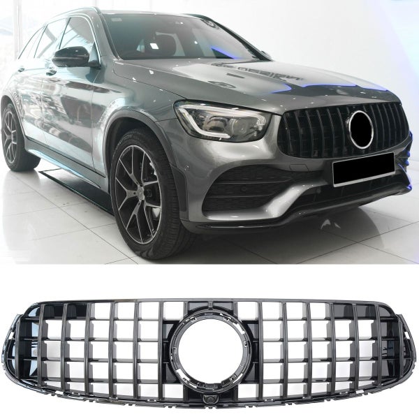 Mercedes GLC X253 C253 facelift 19- kiilt&auml;v&auml;n musta GT look maski