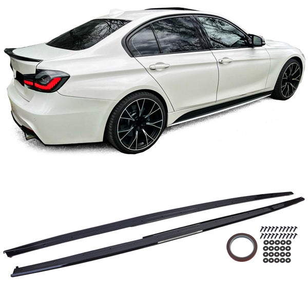 BMW F30 F31 11-19 M sport helmalevikkeiden lis&auml;spoilerit / lis&auml;osat kiilt&auml;v&auml;n musta
