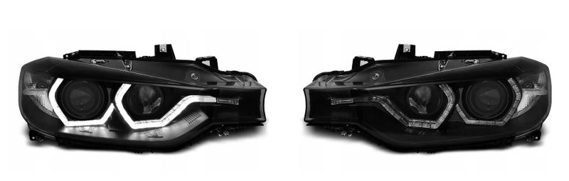 BMW F30 F31 11-15 tummapohjaiset 3D LED angel eyes ajovalot